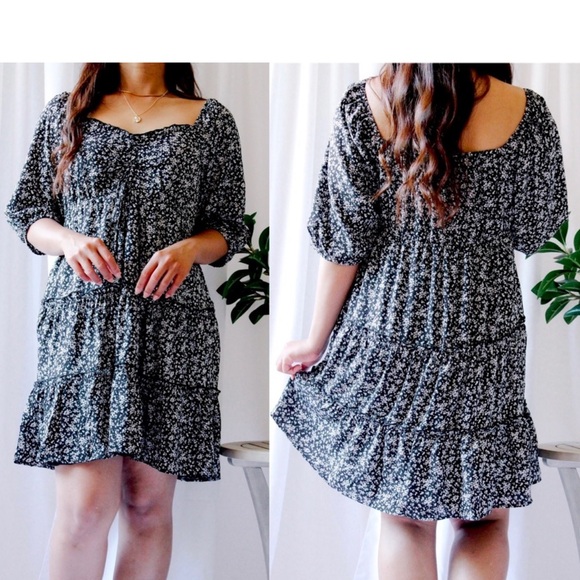 Black Floral Print Dress - Picture 4 of 6